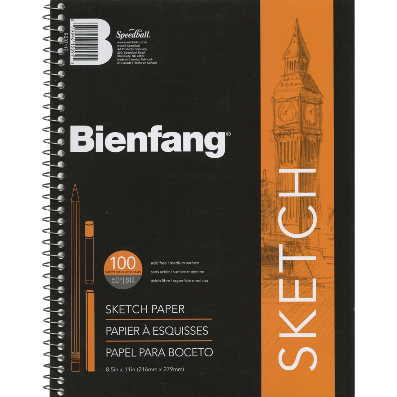 Bienfang Spiral Sketch Book 8.5X11-100 Sheets